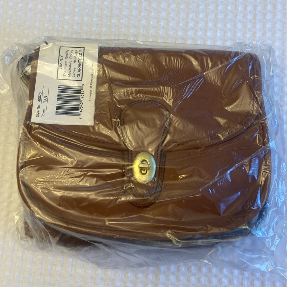 NEW! Vegan Leather Crossbody Purse Bag British Tan Brown - Picture 16 of 17